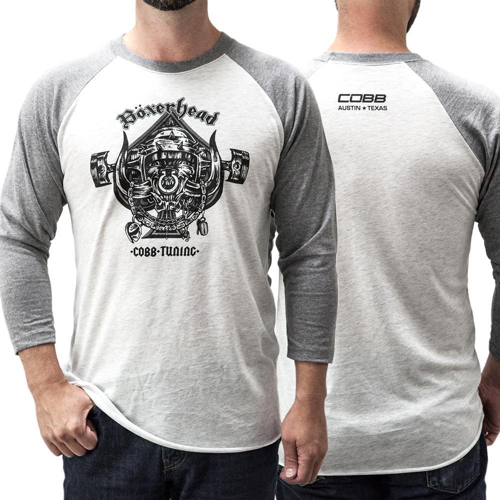 Cobb Tuning, Cobb Tuning Boxerhead Raglan Shirt White/Grey - Size Medium (CO-BOXERHEAD-M)