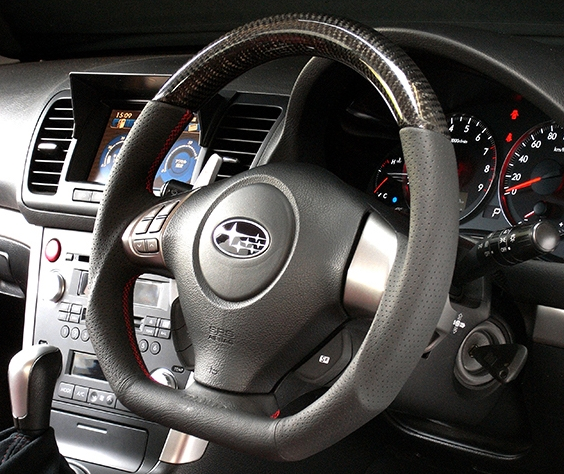 DAMD Steering Wheels, DAMD D-Shaped Black Carbon Steering Wheel | Multiple Subaru Fitments (SS358-DL-KCK)