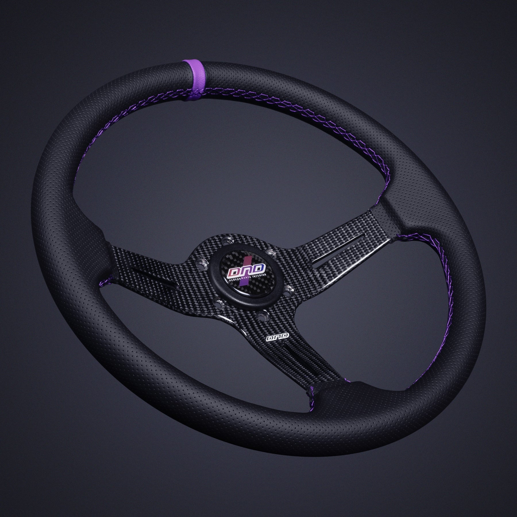 DND Performance Interior, DND Carbon Fiber Perforated Leather Race Steering Wheel (CFPRW-GR)