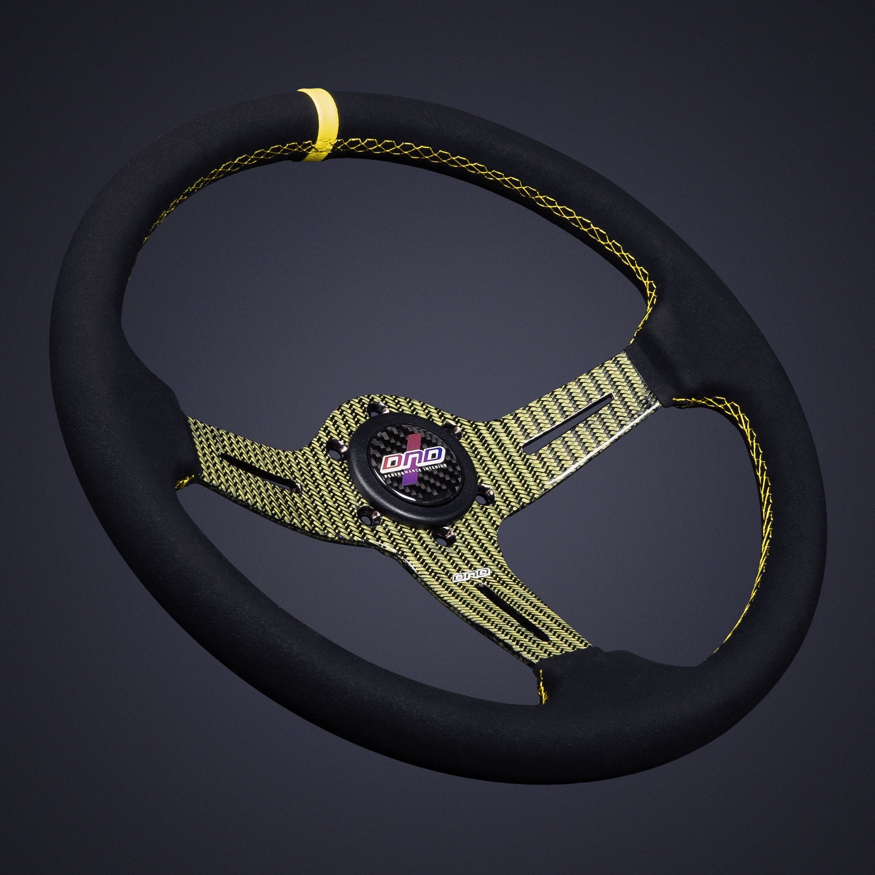 DND Performance Interior, DND Carbon Kevlar Suede Race Steering Wheel (CKSRW-YL)